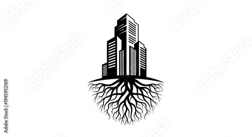City Buildings with Root System.