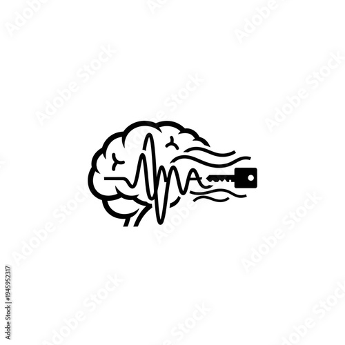 Brain with Electric Pulse and Plug.