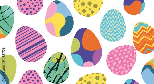 Seamless vector pattern illustration showcasing vibrantly decorated Easter eggs perfect for spring holiday designs