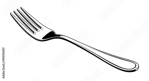 Elegant Silver Fork Isolated on White Background