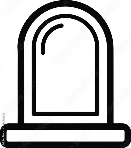 Tombstone Icon Vector Illustration, Memorial Stone Symbol, Grave Marker Design Element