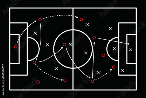 Hand draw strategy game, American football tactics, sketched gruge black marker, isolated on white backgroud, clipping path, design elements 