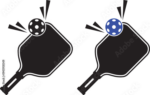 Pickleball Paddle and Ball Duo: Dynamic depiction of pickleball paddle striking ball, encapsulating the essence of sports, leisure, and recreation. 