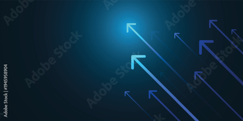 light up arrow dark blue background business growth competition concept