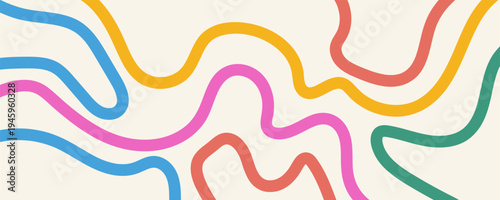 Abstract playful minimalistic background with wavy line. Vector illustration