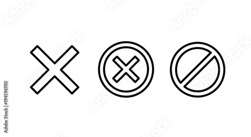 Cross mark deny forbidden and cancel icons for error messages and user interface design elements