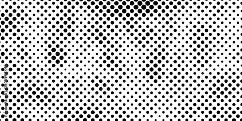 Abstract black and white halftone dot pattern background, vintage pop art retro comic style texture with gradient transition halftone vector technology background.