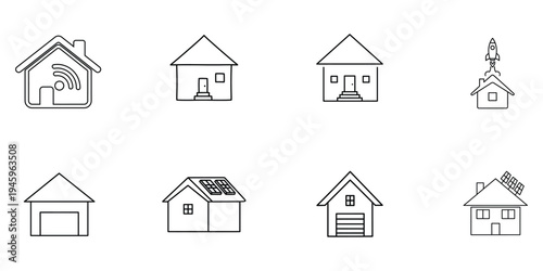 Variety of house roof and chimney designs