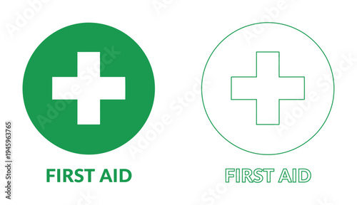 First aid symbol and logo variations for medical and emergency services