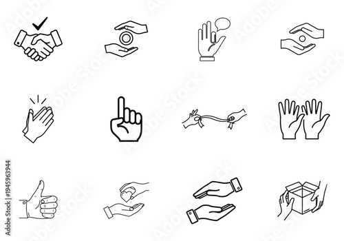 Hand gestures and signs illustrations