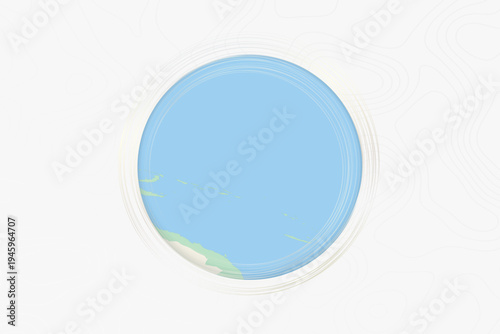 Stylized Map of Nauru with Neighboring Areas.