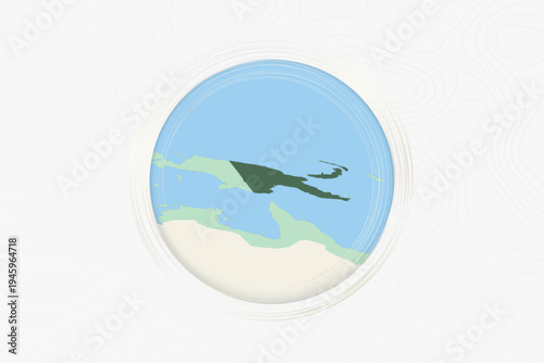 Stylized Map of Papua New Guinea with Neighboring Areas.