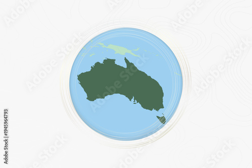 Stylized Map of Australia with Neighboring Areas.