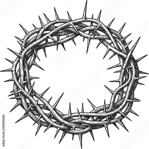 Crown of Thorns Intricate Detail Engraving Style