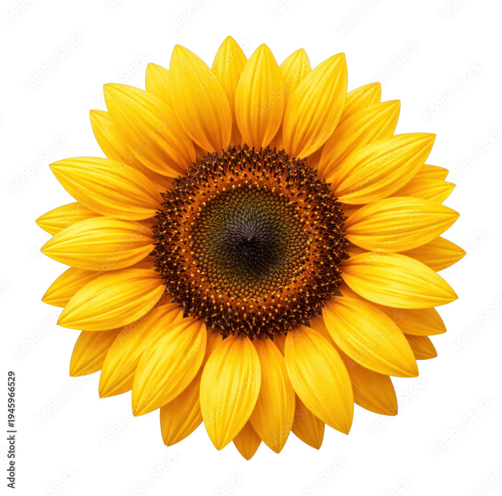 Fototapeta premium PNG Vibrant sunflower with detailed petals.