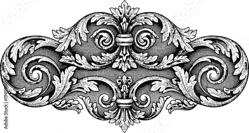 Elaborate Baroque Scrollwork Ornament with Acanthus Leaves