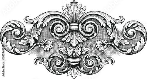 Vintage Ornamental Swirl Flourish with Acanthus Leaves Stock Illustration