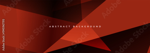 Deep red geometric abstract background with overlapping translucent planes, soft glow highlights, triangular facets, subtle bokeh, moody texture suitable for technology and corporate visuals