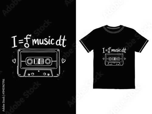Funny music t shirt with cassette tape design
