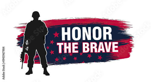 Solemn silhouette honoring the brave military service and valiant heroes