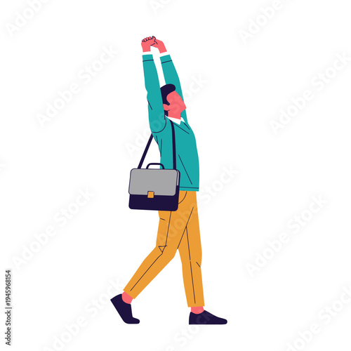 Professional Man Stretching and Relaxing After a Long Workday