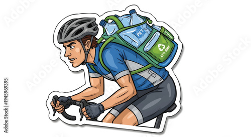 Cyclist wearing backpack riding bicycle outdoors