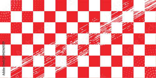 Red and white lattice vector illustration alternating into square shape medium size.