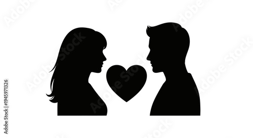 Silhouette of couple in love.