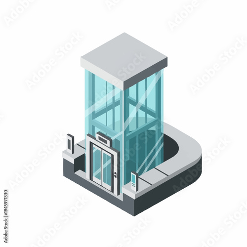 Modern Glass Elevator Isometric View.