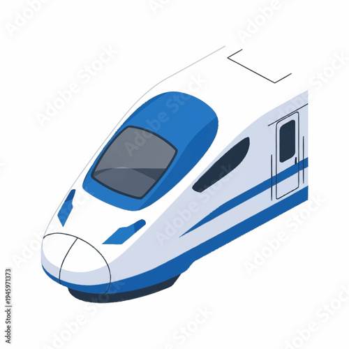 Modern High-Speed Train Locomotive Front View Illustration.