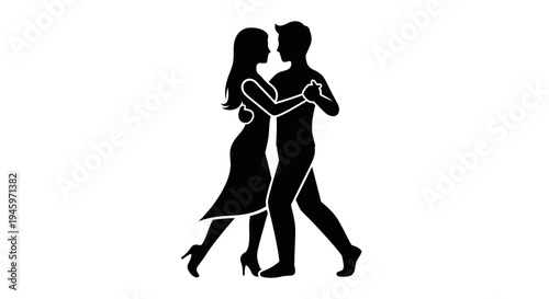 Man and woman dancing together slowly.