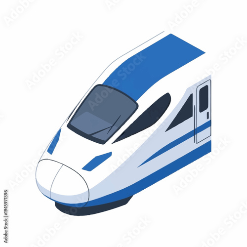Modern High Speed Train Locomotive Front View Illustration.