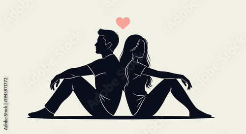 Silhouette of couple sitting together.