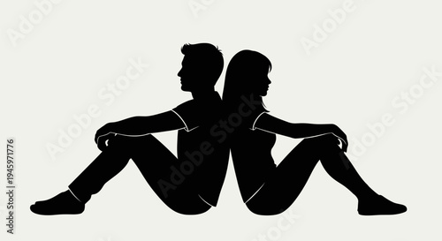 Silhouette of couple sitting together.