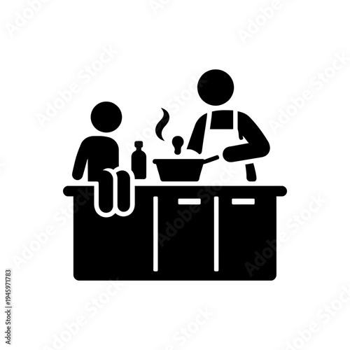 Cooking Together In Kitchen Icon