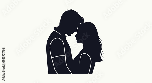 Silhouette of a loving couple.