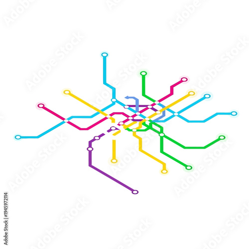 Abstract Colorful Subway Map Network Design.