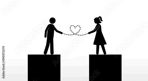 Man and woman holding heart.