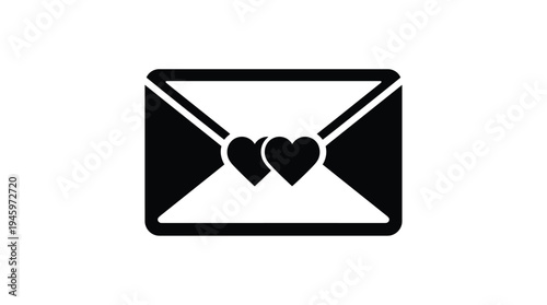 Black envelope with two overlapping hearts inside