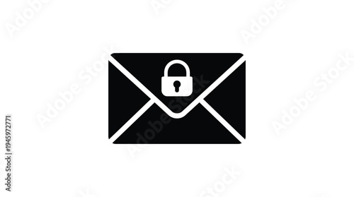 Black envelope with white lock symbol on front