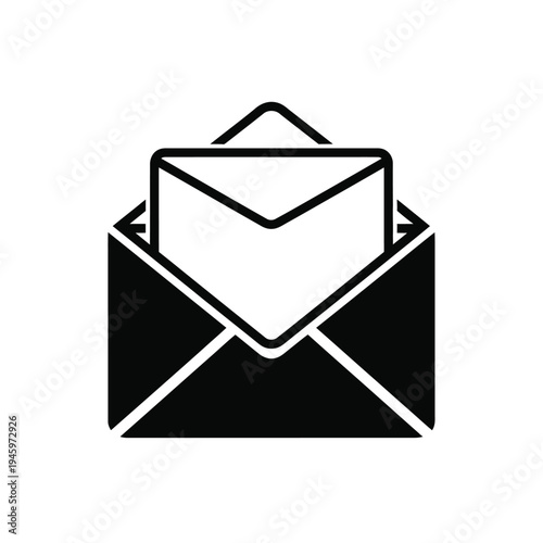 Black and white of two overlapping envelopes mail