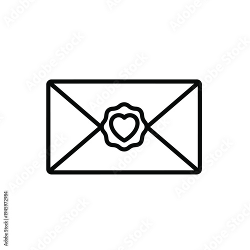 Black and white envelope with heart seal