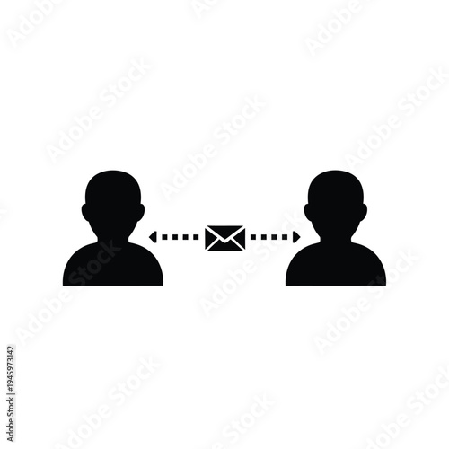 Black silhouettes of two people communicating via direct message