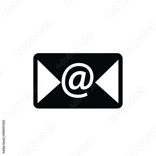 Black and white envelope with at symbol