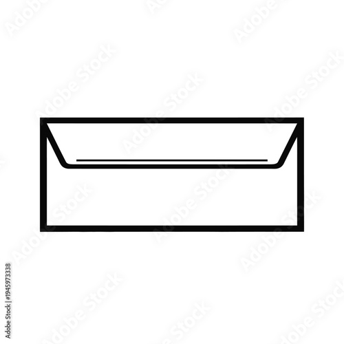 White envelope with black border and flap in center