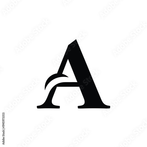 Black letter a with integrated bird silhouette