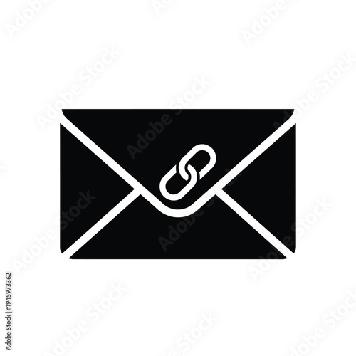 Black envelope with white chain link