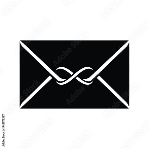 Black envelope with infinity symbol in white