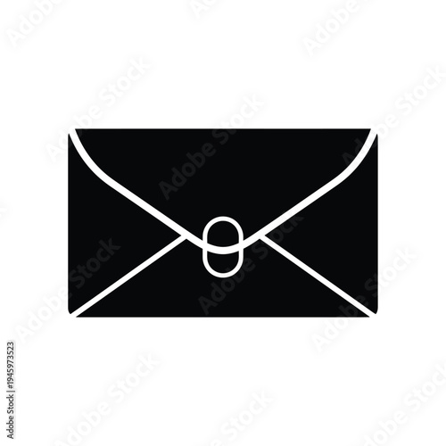 Black and white envelope with sealed flap