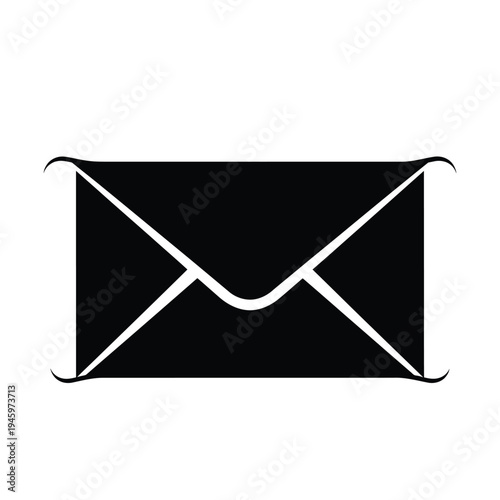 Black and white envelope with rounded corners